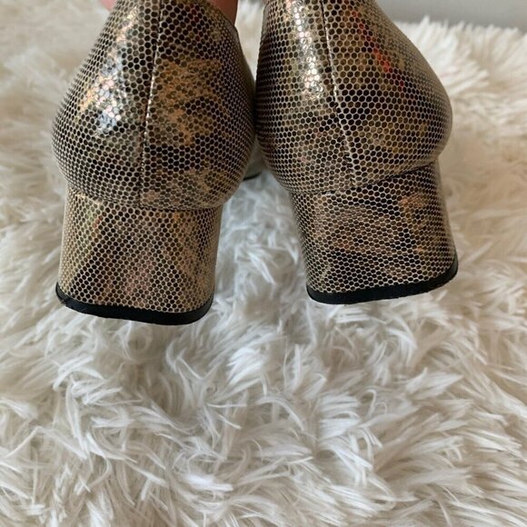 Stuart Weitzman Shoes Women’s‎ Size 6B Leather Snakeskin Print Block Heel - Picture 3 of 6